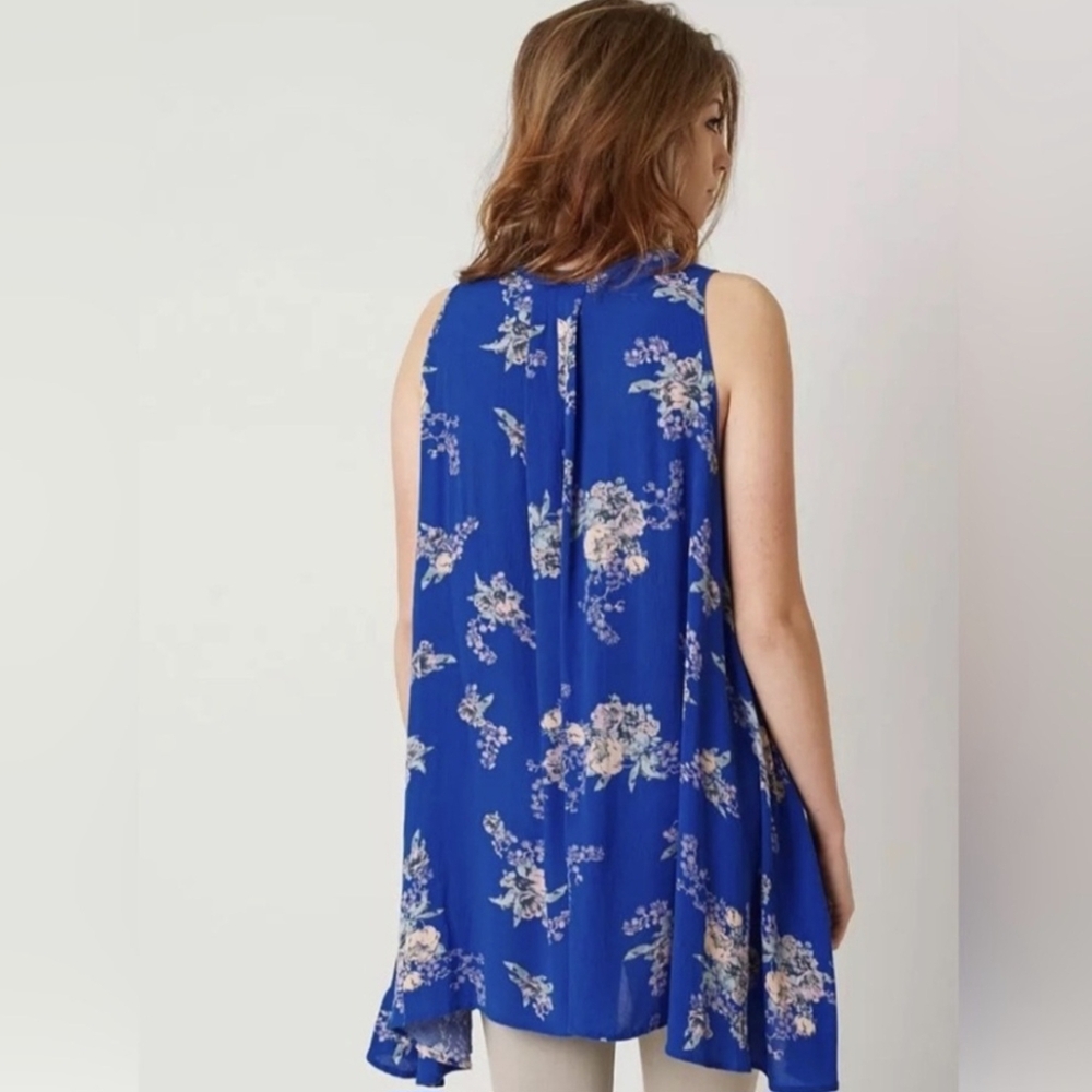 Free People Women's Vivid Blue Tree Swing Dress Mini Dress Tunic Size Large - Picture 3 of 8